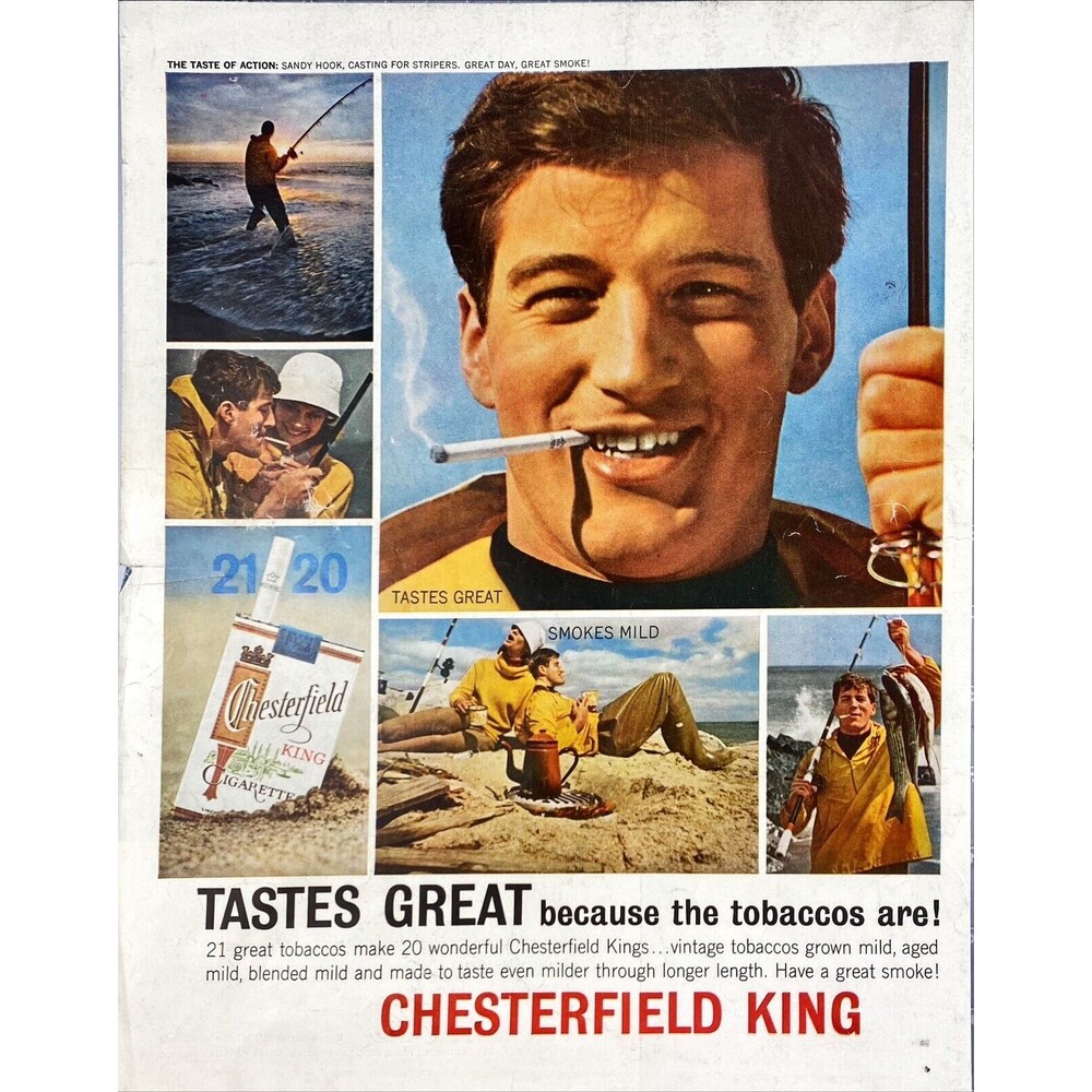 Chesterfield King Cigarettes "Taste Great because the Tobaccos Are"Print Ad 1963